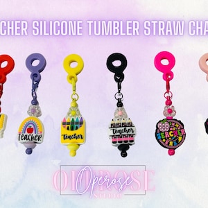 Silicone Teacher Straw Charm for Tumblers/Cute Teacher Gift Cup Accessory/Cute Cup Accessory/Tumbler Accessory-Straw Charm