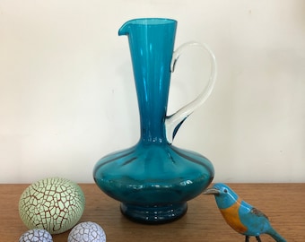 Striking blue vintage jug/decanter - for the vintage home - midcentury glassware - pitcher- vintage homeware - birthday gift