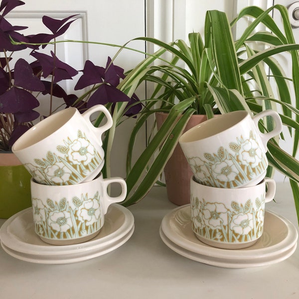 Set of two Hornsea Fleur Sarah Vardy midcentury modern cups - coffee tea cups - vintage home - eclectic gift - homeware