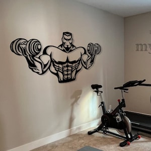 Bodybuilder Wood Wall Decor: Gym Room Sign