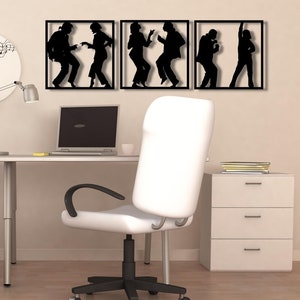 Pulp Fiction Dancing 3 Pcs Set, Twist Dance Art Wood Wall Art Decor , Wood Pulp Fiction Wall Art, Wood Wall Decor