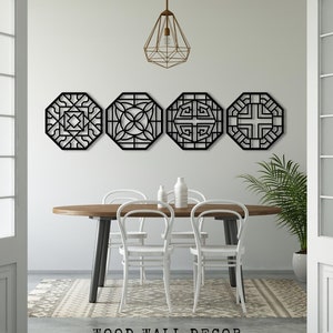 Korean Pattern Wall Decor, Traditional Korean Symbols, Korea Wood Wall Sign, Asian Wall Hanging, Korean Friends Gifts | Large Wood Wall Art