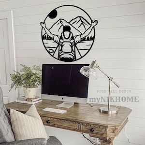 Mountains Camping Wood Wall Decor: Backpacker Forest Art