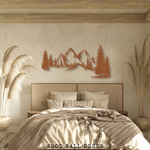 Handcrafted Mountain Wall Art: Wood Forest Decor