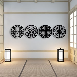 韓国のパターンの壁装飾 - 韓国の伝統的な壁アート - 韓国の木製壁看板 - アジアの壁掛け - 韓国の友人へのギフト、大きな木製壁