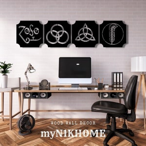 Led Zeppelin IV Symbols: Rock Music Wood Wall Art
