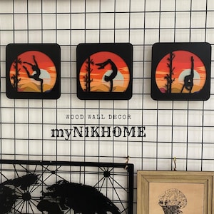 Gymnastics Sunrise Wood Wall Art: Layered MDF Decor