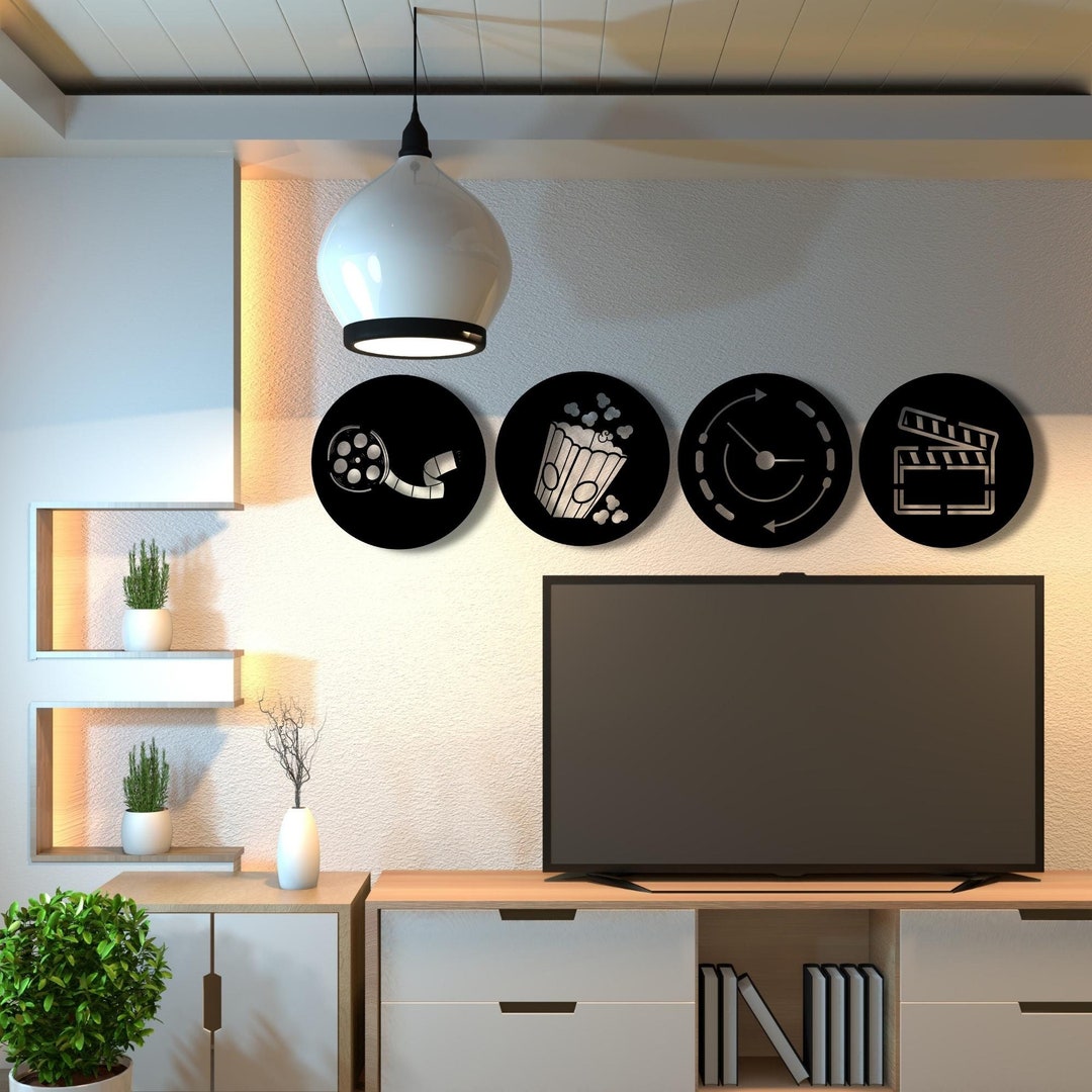 Cinema Wood Wall Art Movies Symbols Wall Decor Film Tape Etsy