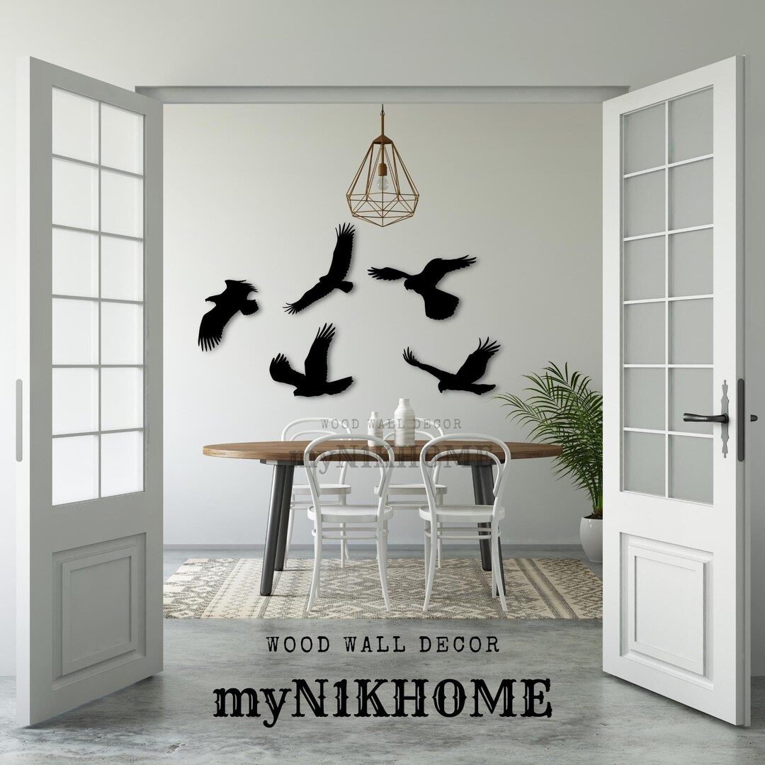 Birds Wood Wall Art, Home Decor, Flock of Birds, Birds Wall Decor