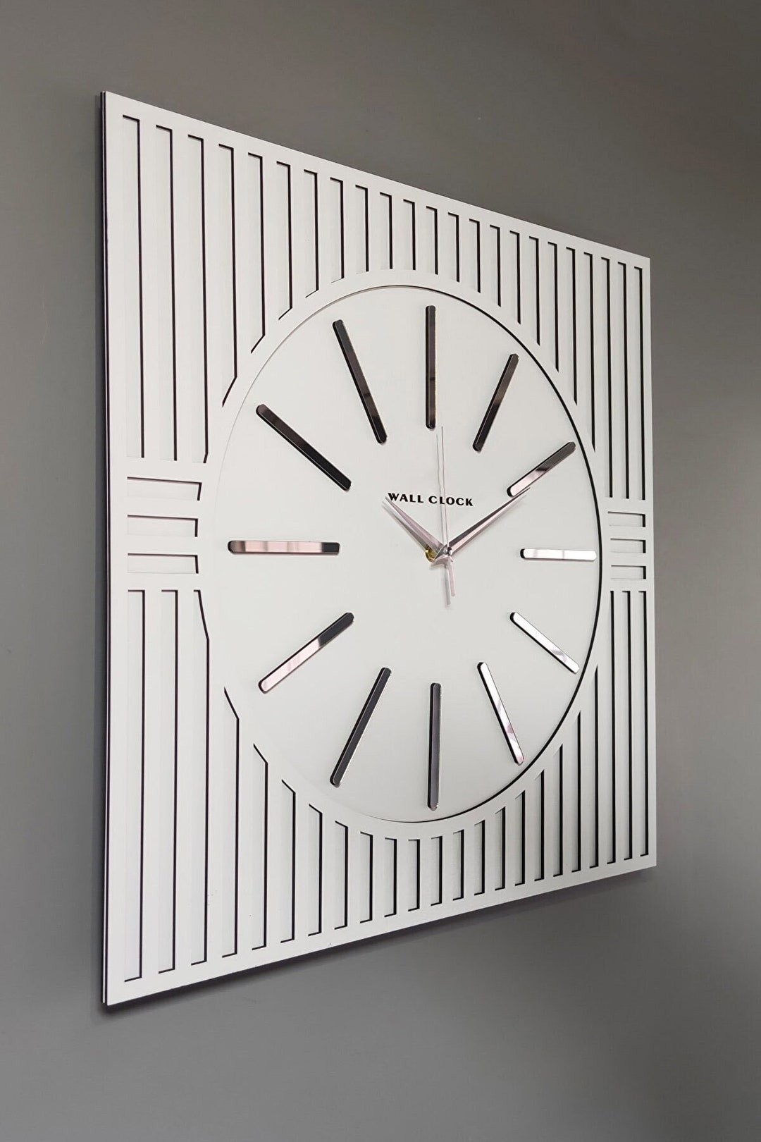 Handmade Large Wall Clock White Wall Clock Black Color Etsy