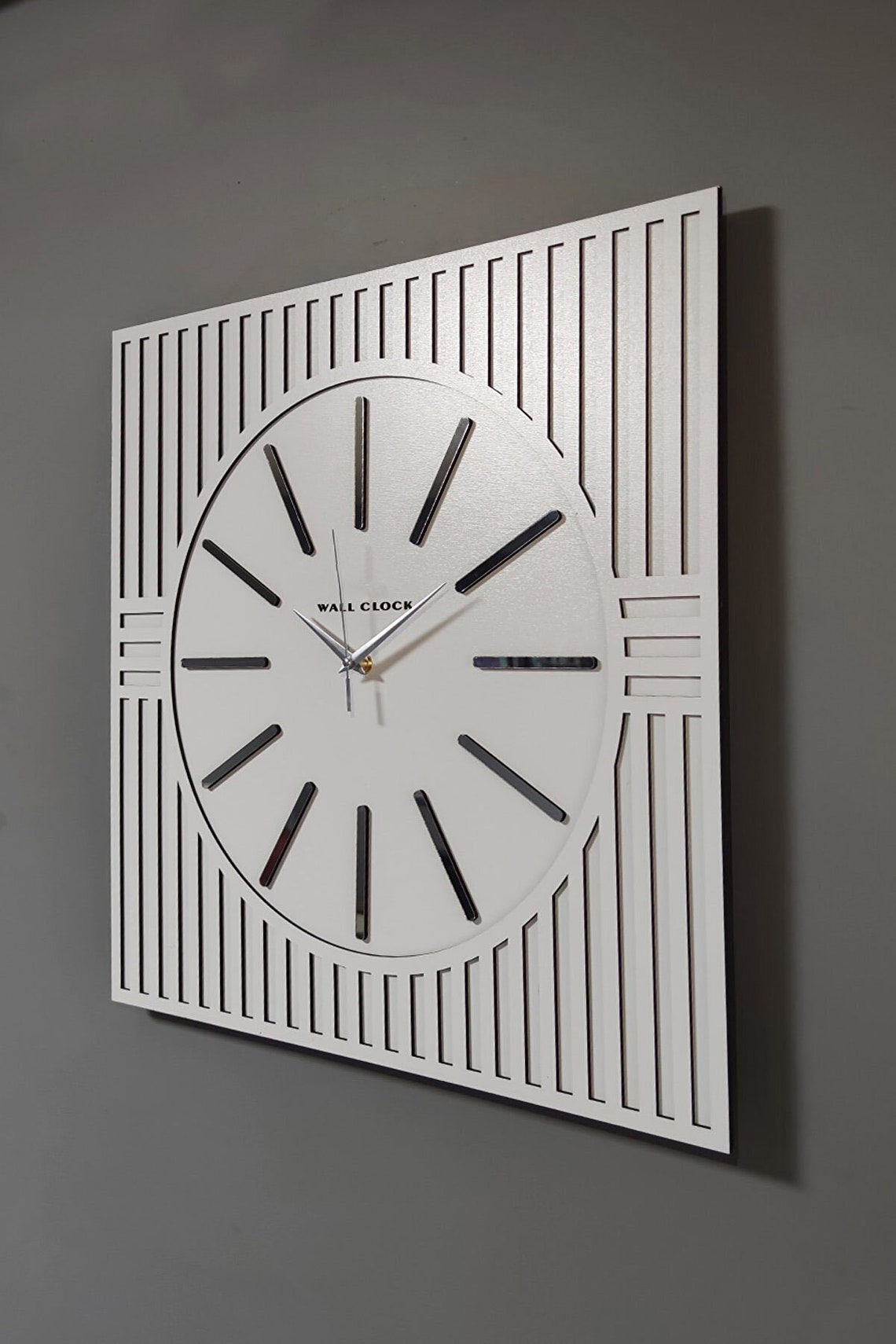 Handmade Large Wall Clock White Wall Clock Black Color Etsy