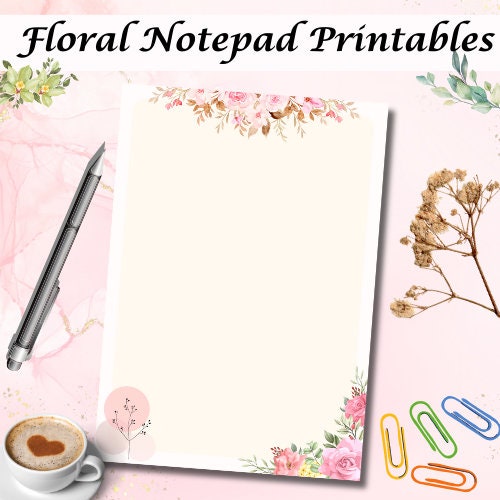 Printable Floral Notepad-instant Download, A5 Size, US Letter, A4 Size ...