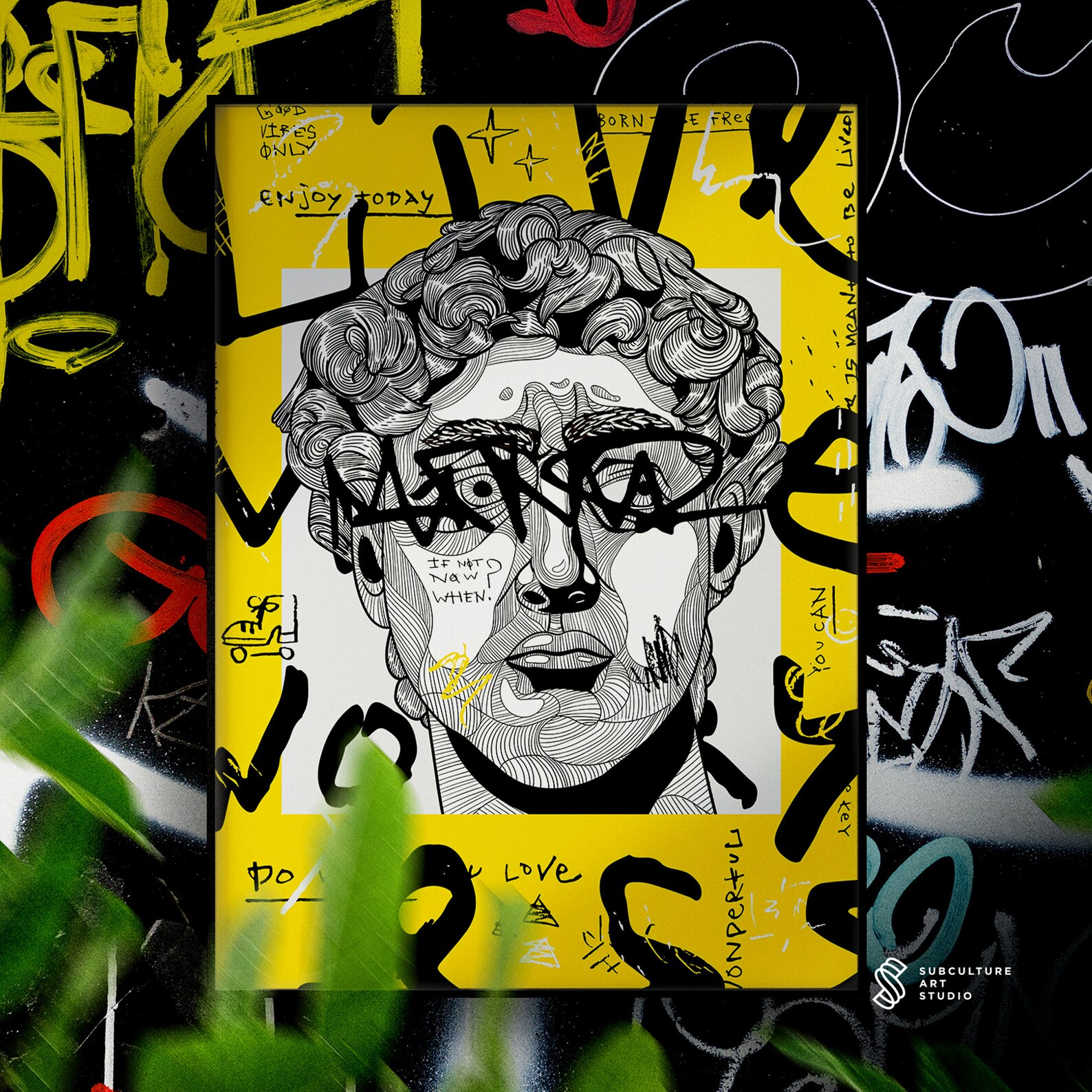 Michelangelo David Graffiti Wall Art Print Graffiti Art Etsy