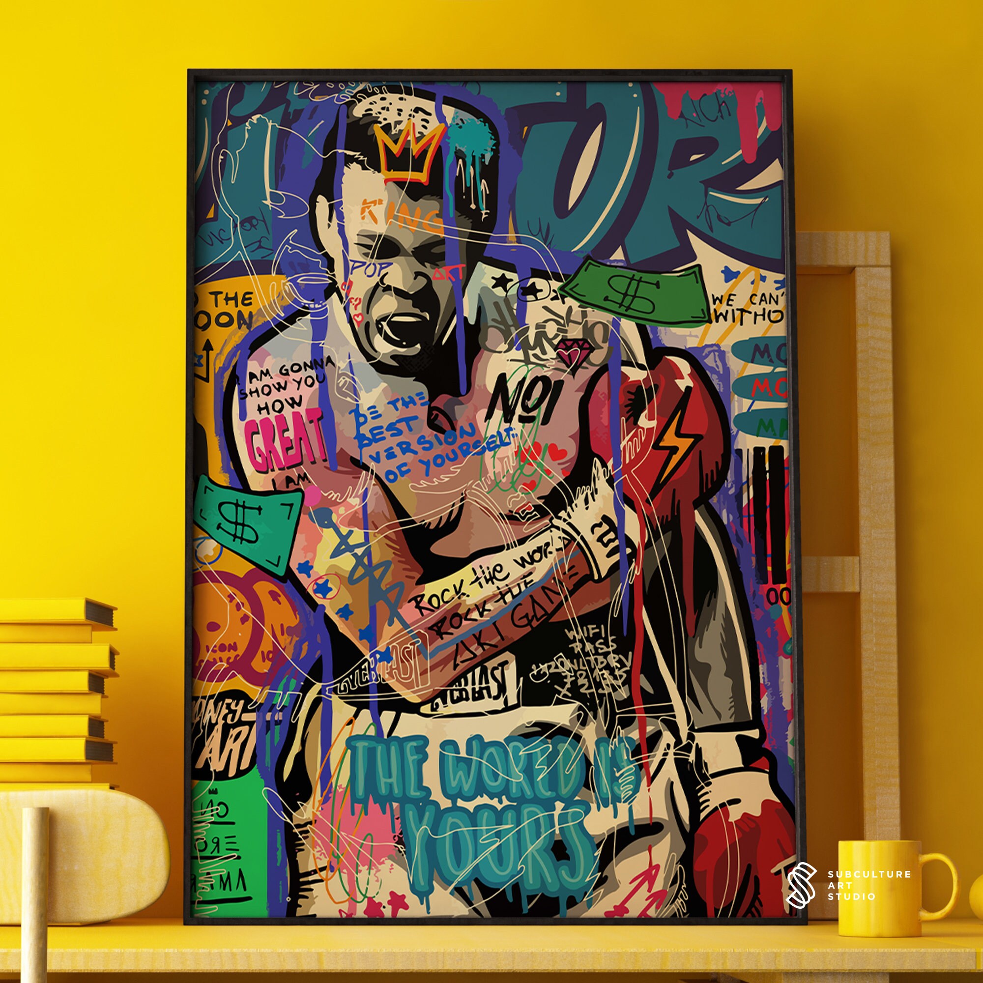 Muhammad Ali Canvas Portrait Painting Boxing Graffiti Wall Etsy