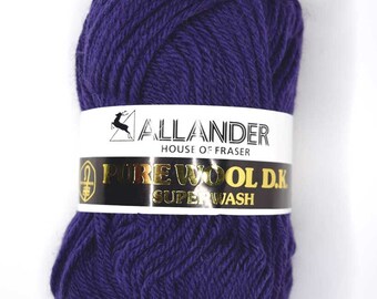 ALLANDER - House of Fraser Superwash DK Yarn - 50g madejas Púrpura - 100% Mezcla de Lana - Vintage - Hilo Retro - Tejer - Destash - Artesanías