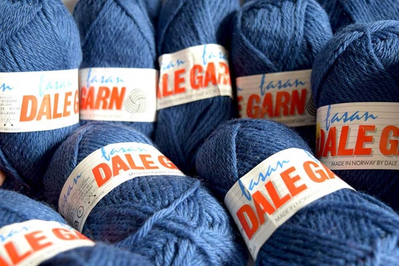 DALE GARN Fasan Yarn - 50g skeins Blue - Norwegian Yarn - Scandinavian Pure Wool Vintage - Retro - Yarn - Knitting -Crochet - Jumper Making