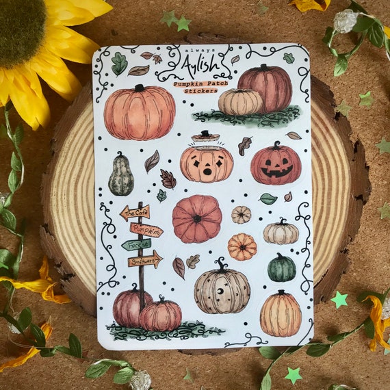 Pumpkin Sticker sheet - Autumn aesthetic stickers - Bullet journal stickers - scrapbook stickers