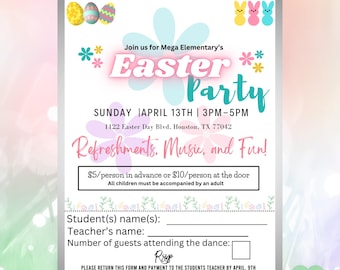 Flyer de fête de Pâques modifiable | Invitation chasse aux œufs (téléchargement numérique)