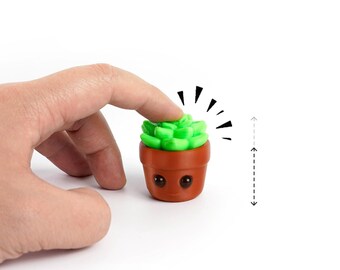 Succulent Desk Toy - 3D Printed Clicky Cacti Pot with Eyes for Stress Relief Mother's day gift