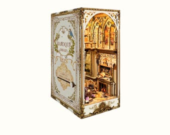 Kit de rincón de lectura barroco para armar: Inserto de estantería de madera con rompecabezas 3D, ideal como regalo de Navidad.