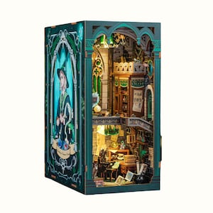 Cantinho de leitura da casa da Sonserina de Hogwarts faça você mesmo – Quebra-cabeça de madeira 3D da sala comum da Escuridão Encantadora, capa protetora contra poeira incluída
