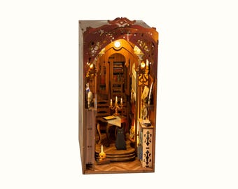 DIY Magic Library Wooden Book Nook: Miniature Bookshelf Insert Christmas gift