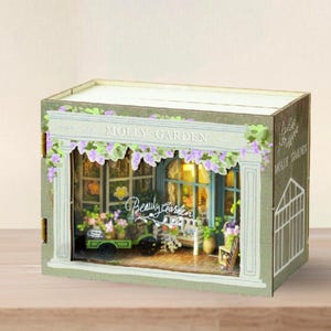 DIY Molly Garden, Casa de bonecas de jardim romântico, Diorama Booklover, Booknook, Decoração de estante, Casa em miniatura, Casa em miniatura DIY, Presentes