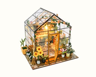 DIY Miniatur Sunshine Gewächshaus Kit: Buchstütze Bücherregal Dekor Weihnachtsgeschenk