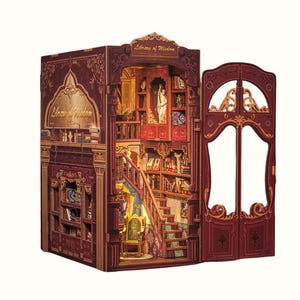 Bibliothèque de la Sagesse Kit DIY Niche à Livres | Scène Miniature Bibliothèque en Bois
