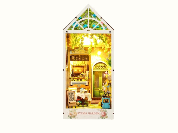 DIY Sylvia Garden Book Nook Kit: Miniature Bookstore Diorama Christmas gift