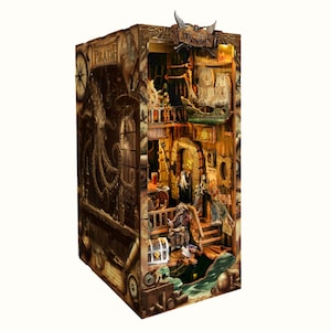 Pirate NEW WORLD DIY Book Nook – Uma aventura cativante de madeira para sua estante