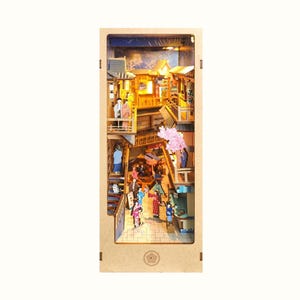 DIY Hanabi Matsuri Book Nook – Japanisches Festivalgassen-Miniatur – Holz Craft Kit