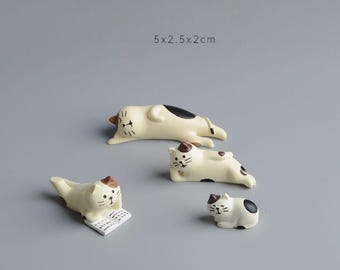 Mini Resin Lazy Cat Figurines: Desk Decor Set Mother's day gift