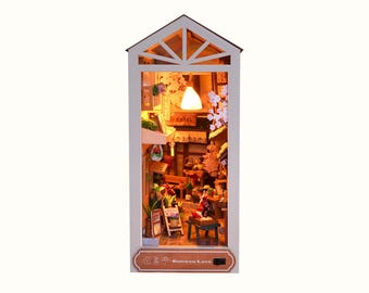 DIY Sakura Alley Book Nook – Japanese Wooden Shopping Street Miniature Model Kit, Booklover Diorama, Book lovers gifts, 3D Wooden Puzzle