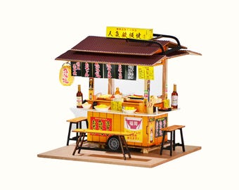 Gör-det-själv japansk Yatai Teppanyaki miniatyrkit: Hantverk dockhus present julklapp