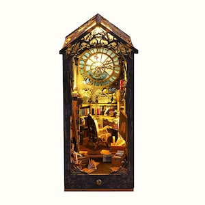 Agencia de detectives DIY, casa de muñecas de librería, diorama para amantes de los libros, regalos para amantes de los libros, rompecabezas de madera 3D para estantería, librería en miniatura