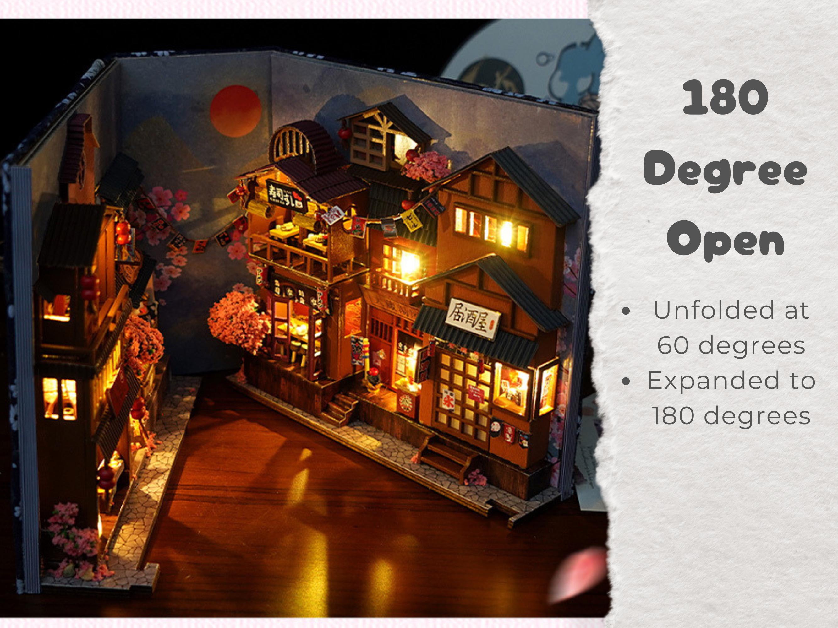 Japan Cherry Blossom Alley Book Nook DIY Kit: Wooden Street Scene