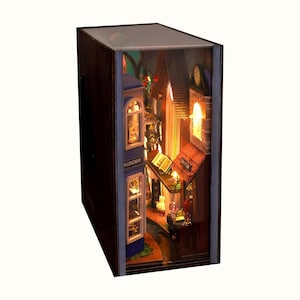 DIY Magic Spell Street Alley Book Nook, boekenliefhebber diorama, cadeaus boekenliefhebbers, vaderdagcadeau 3D houten puzzel, miniatuurboekwinkel