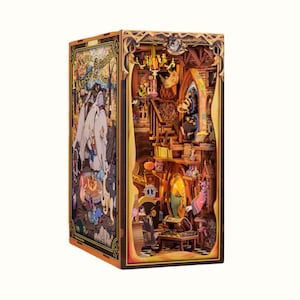 DIY Hogwarts Huffelpuf House Book Nook – Magisch bibliotheekdecor, inclusief stofkap Vaderdagcadeau