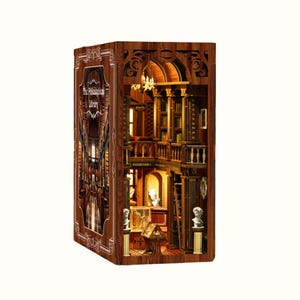Bibliothèque Philosophique DIY Envoûtante – Coin de Livre Miniature en Bois Captivant