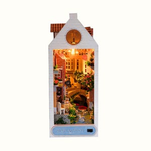 DIY Bruges Ancient City Alley Book Nook, Booklover Diorama, Book lovers gifts, Bookshelf Insert 3D Wooden, Miniature Vintage Italy Street