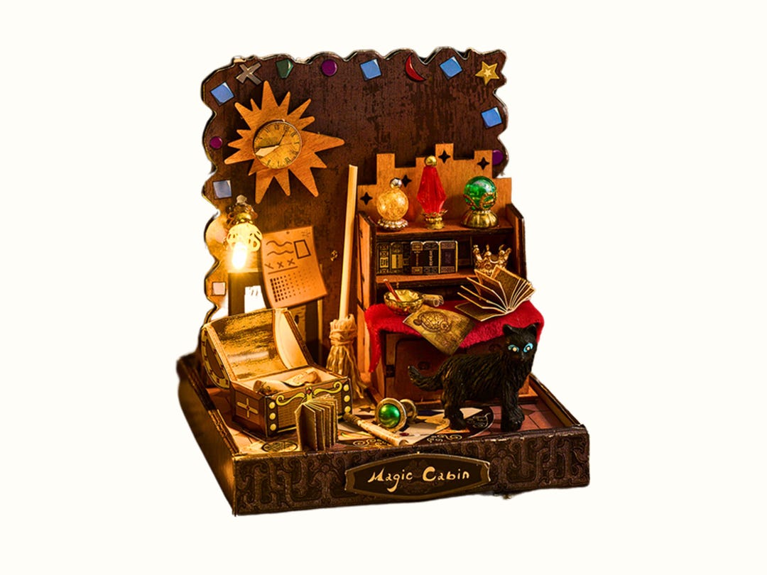 DIY Magic Cabin Diorama Kit Miniature Scene With LED Lights Christmas