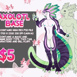 Axolotl base - furry fursona base anime anthro adoptar mascotas adoptables