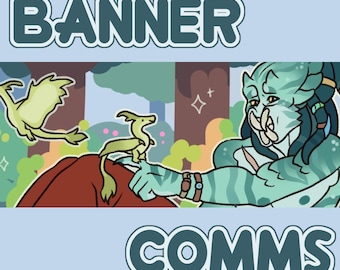 Animated Banner Commissions - Fursona Reptile Art Commission Anthro Dragon Fantasy Amine Vtuber RPG