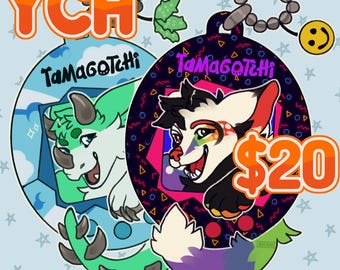 Tamagotchi YCH - Fursona Reptile Art Commission Anthro Dragon Fantasy Amine Vtuber RPG Gaming