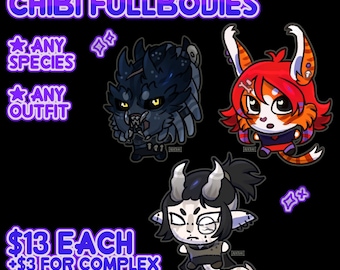 Chibi art - Fursona Furry Reptile Art Commission Anthro Dragon Fantasy Amine Vtuber RPG
