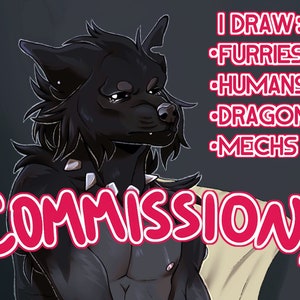Custom Furry Commissions - Fursona Reptile Art Commission Anthro Dragon Fantasy Amine Vtuber RPG