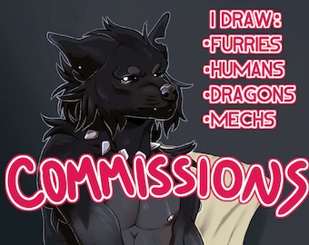Custom Furry Commissions - Fursona Reptile Art Commission Anthro Dragon Fantasy Amine Vtuber RPG