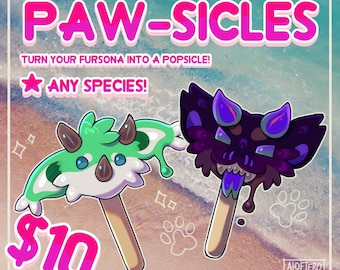 Paw-sicles - Fursona Reptile Art Commission Anthro Dragon Fantasy Amine Vtuber RPG Furry