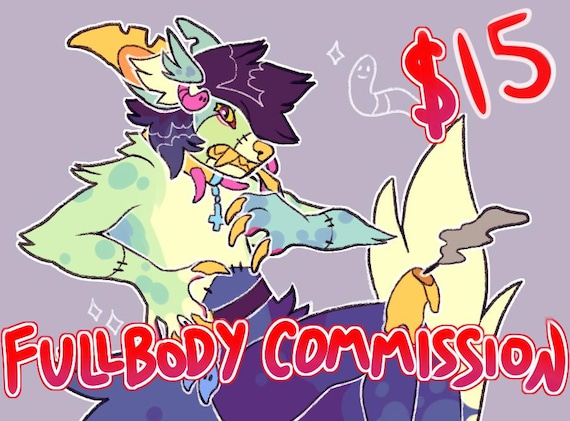 Fullbody Furry Commissions - Fursona Reptile Art Commission Anthro Dragon Fantasy Amine Vtuber RPG